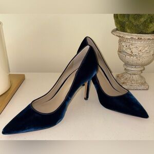 Ann Taylor Sapphire-Blue Velvet Heels